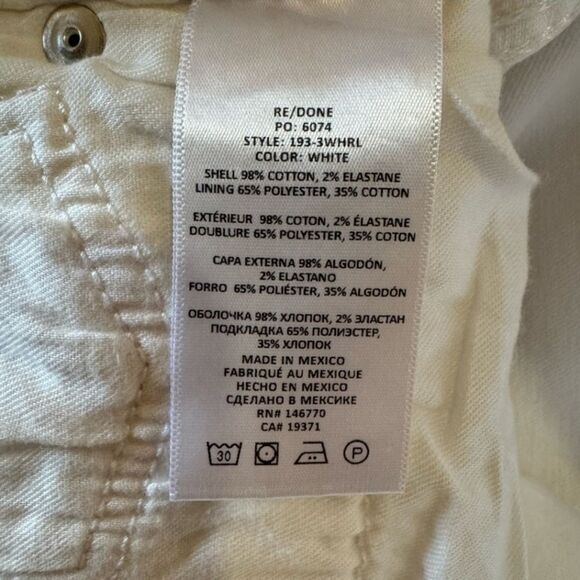 NWT Re/Done x LEVI's 90s High Rise Straight Leg Full Length Loose Jeans White 28 - Picture 5 of 6